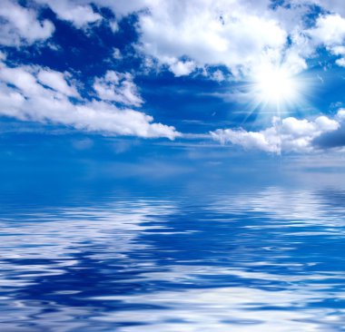 Blue sky over water clipart