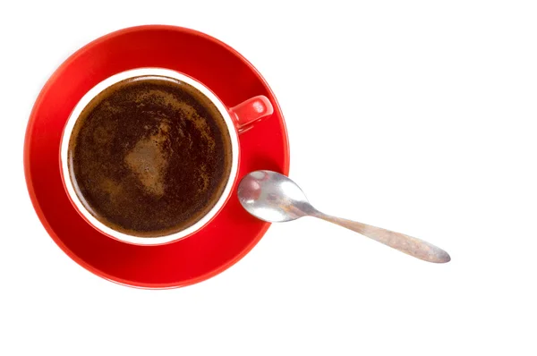 红色杯咖啡上白色隔离 — 图库照片