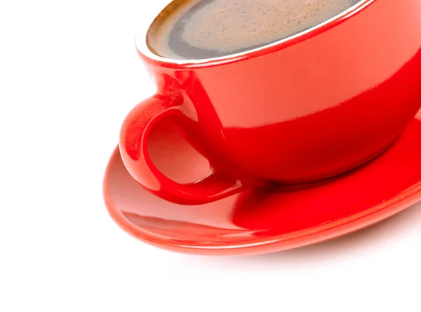 Czerwony kubek kawy na białym tle. z — Zdjęcie stockowe