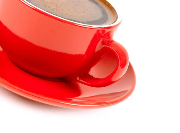 Kırmızı üzerine beyaz izole kahve fincan. ile — Stok fotoğraf