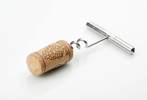 Corkscrew with cork — Stock Photo, Image
