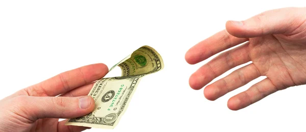 Hand sträcka en dollar — Stockfoto