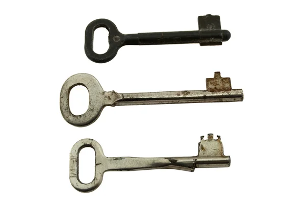 Tre vecchie chiavi arrugginite — Foto Stock