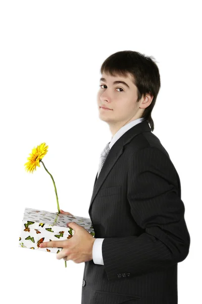 A boy with a gift — Stock Photo, Image
