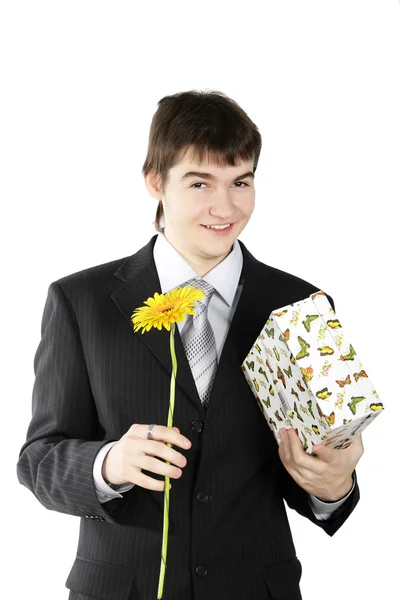 A boy with a gift Royalty Free Stock Photos