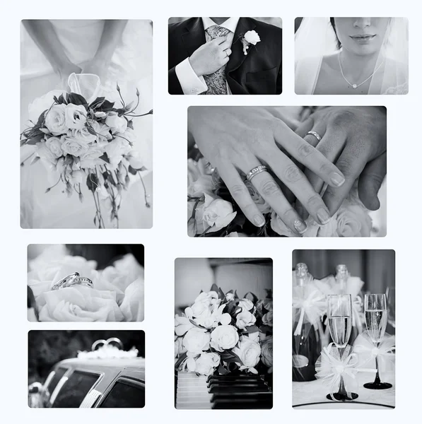 Koláž z fotografií svatebních — Stock fotografie
