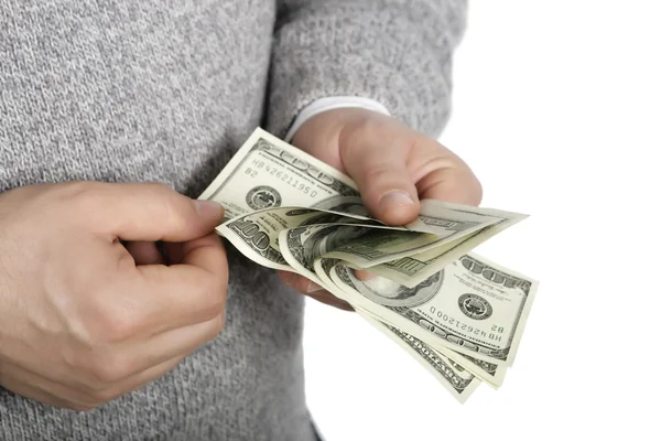 Men hands with dollar banknotes — Stock Photo, Image