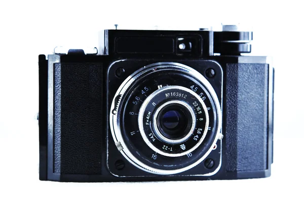 Eski slr fotoğraf makinesi üzerinde beyaz izole Telifsiz Stok Fotoğraflar