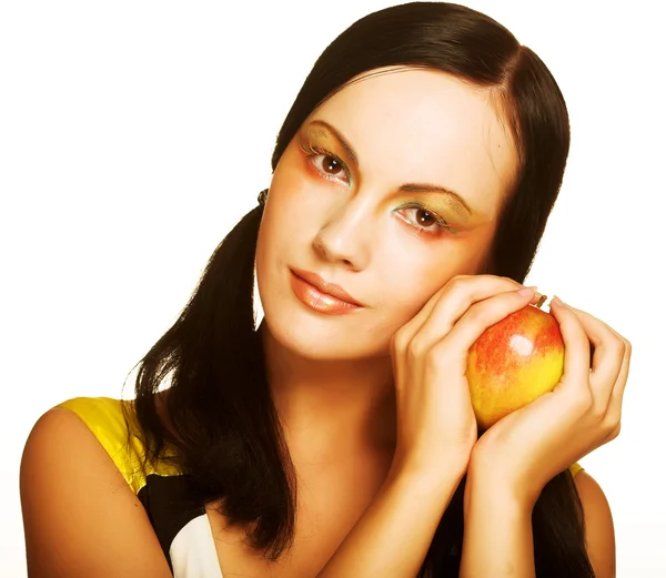 Femme avec une pomme — Photo