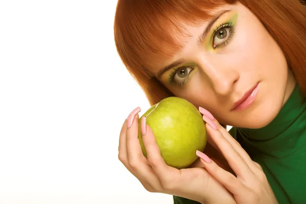 Woman with apple — Stock Photo, Image