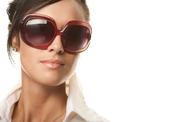 Žena nosí sluneční brýle Stock Snímky