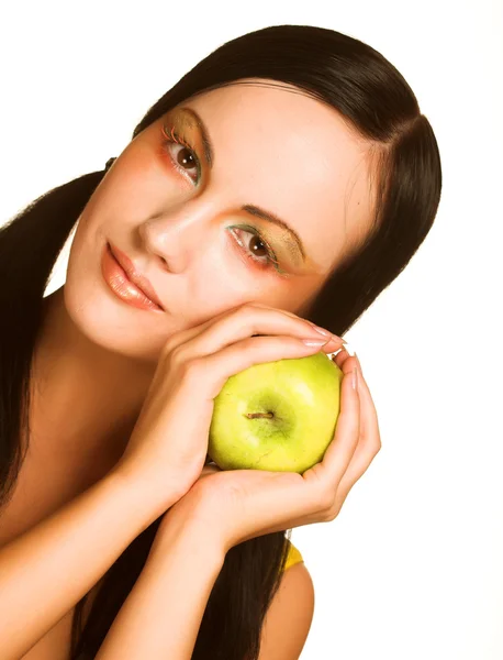 りんごを持つ女性 — ストック写真