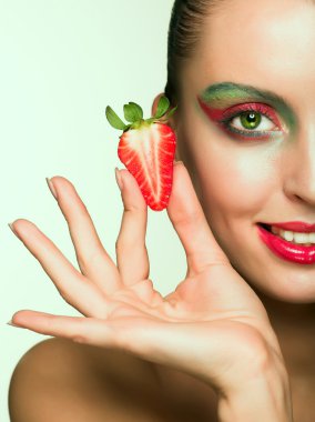 Beautyfull girl with strawberry clipart