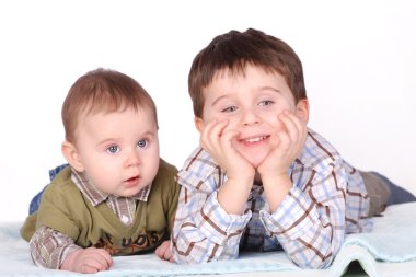 Two boys- brothers clipart