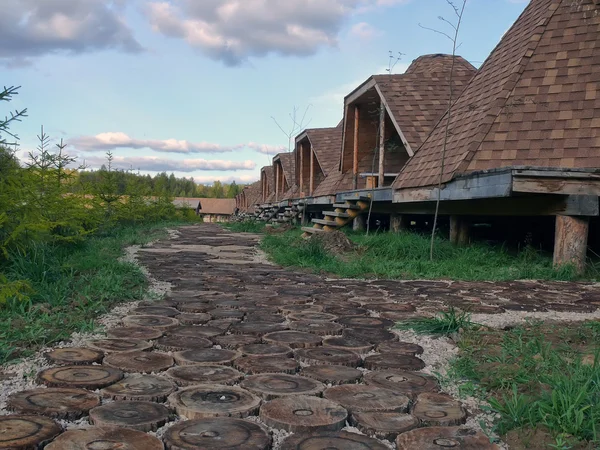 stock image Wooden road along dwellings