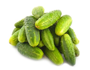 Ripe green cucumbers clipart