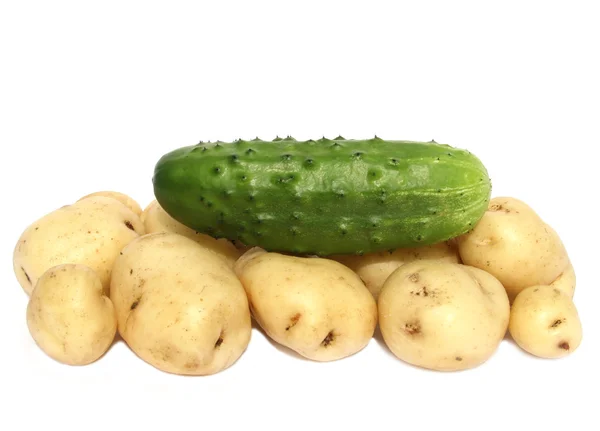 Cetriolo e una patata in anticipo — Foto Stock