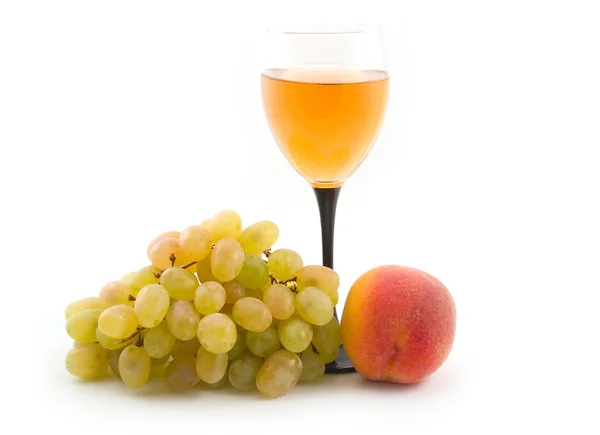 Easy wine with a peach — Stock Photo, Image