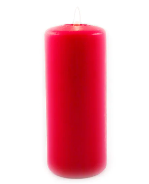 Červená slavnostní hořící svíčka — Stock fotografie