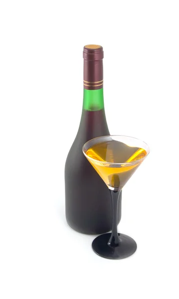 Bella bottiglia e vino — Foto Stock