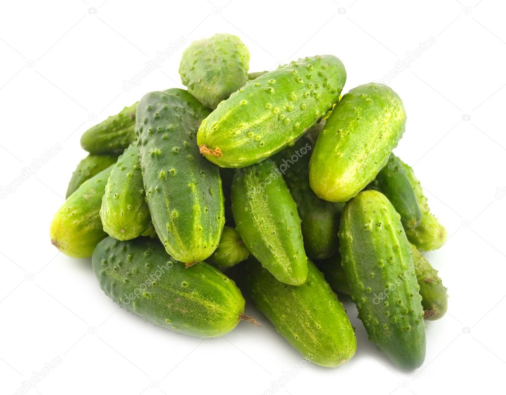 Ripe green cucumbers