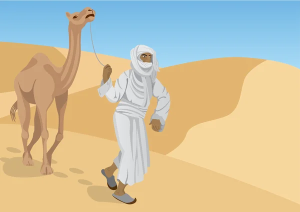 Beduin med kamel — Stock vektor