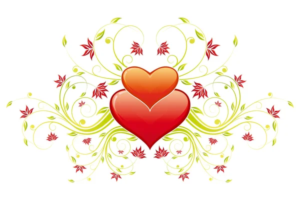 Sevgililer günü kalp çiçekler ile — Stok Vektör