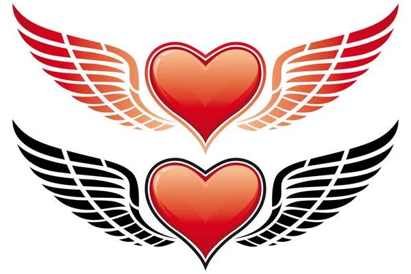 Corazón de San Valentín con ala — Vector de stock