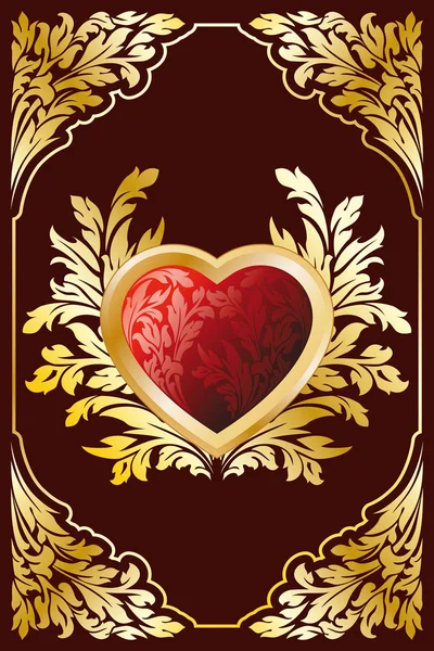 Carte postale avec coeur — Image vectorielle