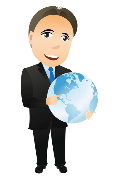 Businessman with Globe — Stock Vector