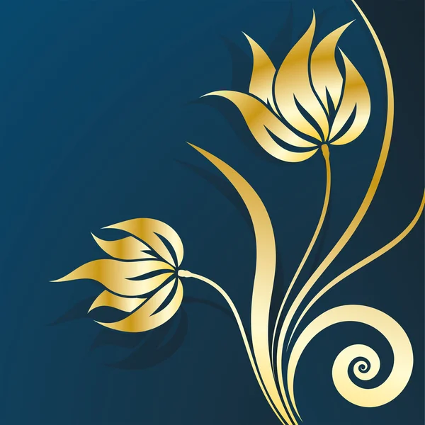 Ouro Vector Floral — Vetor de Stock