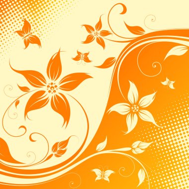 Vector flower background with butterfly clipart