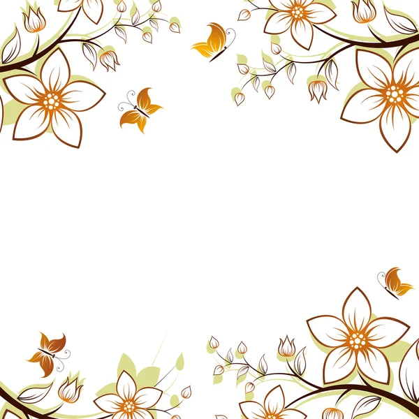 Cadre arbre fleur — Image vectorielle
