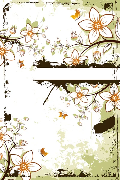 Grunge δέντρο λουλούδι με copyspace — Διανυσματικό Αρχείο
