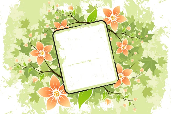 Grunge bloem frame — Stockvector