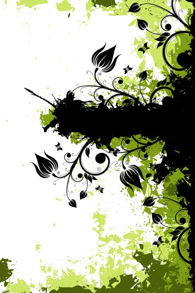 Grunge fondo floral con copyspace — Vector de stock