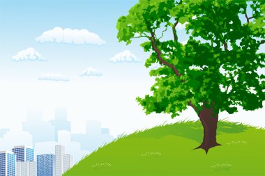 Tree with city panorama clipart