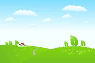 Nature landscape with house clipart