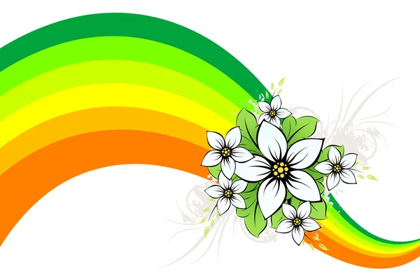 Flor con onda de color — Vector de stock