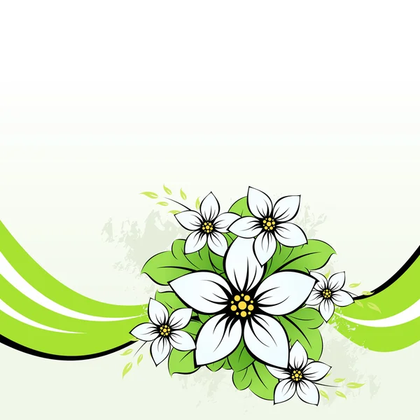 Fleur avec vague verte — Image vectorielle