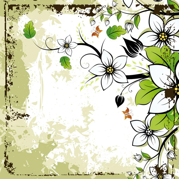 Grunge floral πλαίσιο — Διανυσματικό Αρχείο