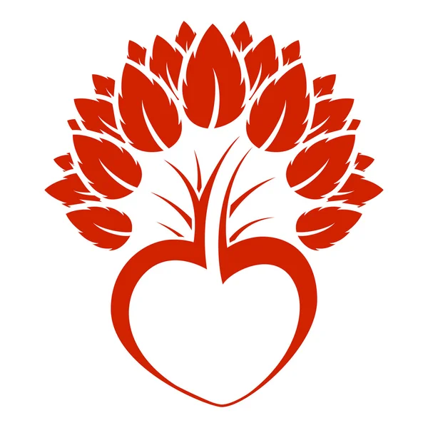 Soyut kalp ağaç kutsal kişilerin resmi logosu — Stok Vektör