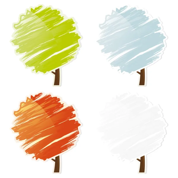 Cztery kolor drzewo streszczenie zestaw ikon — Wektor stockowy