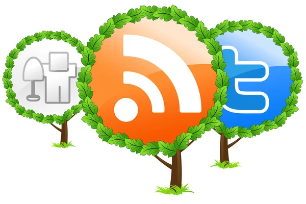 Sociale media bomen pictogram — Stockvector