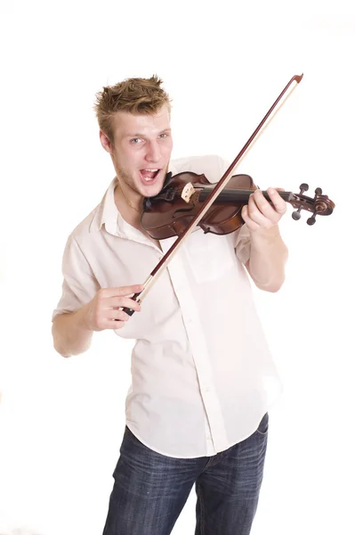 Homem com violino — Fotografia de Stock