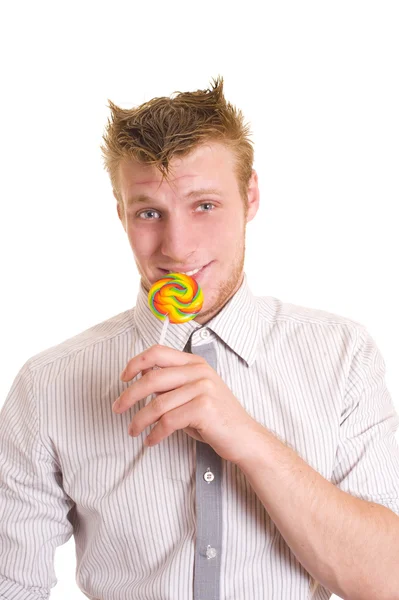 Portrait of a young business man making — Stock Photo, Image