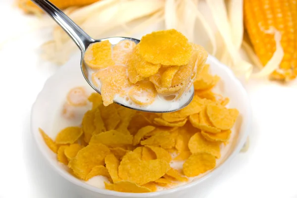 Cornflakes med mjölk — Stockfoto