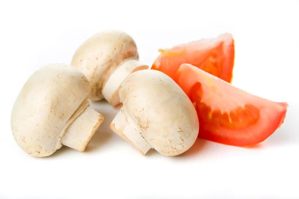 White button (champignon) mushrooms isol — Stock Photo, Image