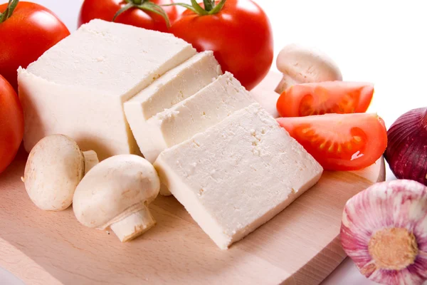 Feta cheese with vegetables — Stock Photo, Image