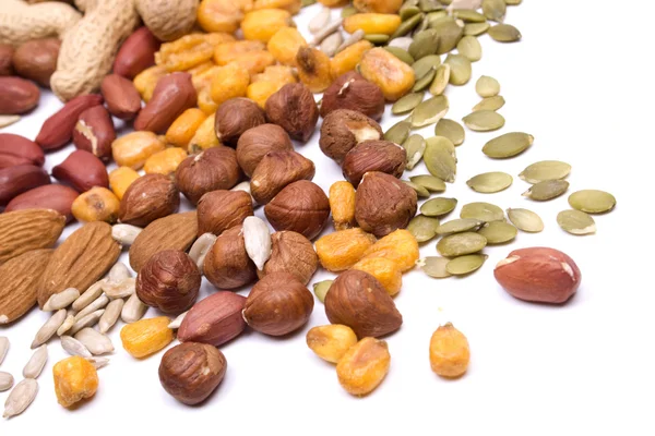 Mezcla de frutos secos y semillas para una merienda saludable — Foto de Stock